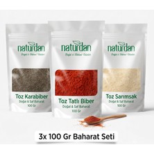Naturdan Toz Karabiber - Toz Tatlı Biber - Toz Sarımsak (3x Doğal 100 Gr) Set