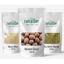 Naturdan Beyaz Biber - Muskat Cevizi - Toz Defne Yaprağı (3x Doğal 100 Gr) Set