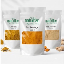 Naturdan Köri - Toz Zerdeçal - Toz Zencefil (3x Doğal 100 Gr) Set