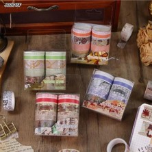 ÖZ OFİS 10'lu 1 Kutu Retro & Vintage Desenli Washi Tape Seti – Ajanda, Bullet Journal ve Hediye Paketleme Bantı