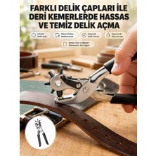 Nevamel® Deri Delme Pensesi 6 Uçlu Ayarlanabilir Kemer Delme Aleti Profesyonel Kullanım