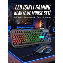 Nevamel® Işıklı Oyuncu Q Klavye Mouse Seti Siyah Gaming Oyuncu Klavye Yeni Nesil