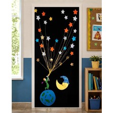 Promisebackdrop2 190X75CM Lastikli Kapı Süsü, Kumaş Kapı Giydirme, Renkli Yıldızlar ve Çocuk Temalı, Sınıf Kapısı, Okul Etkinlik Kapı Süsü