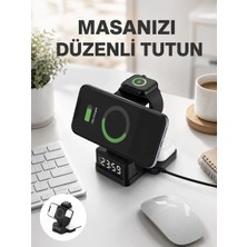 Nevamel® Kablosuz Şarjlı Dijital Masa Saati – 3 Parlaklık Seviyeli LED Hızlı Şarj Apple Uyumlu Yeni Nesil