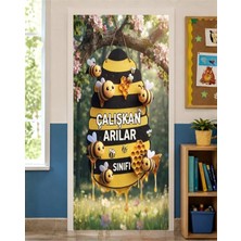 Promisebackdrop2 190X75CM Lastikli Kapı Süsü, Kumaş Kapı Giydirme, Çalışkan Arılar Sınıfı, Sınıf Kapısı, Okul Etkinlik Kapı Süsü