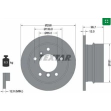 Textar Fren Diski Arka (DF4087)DOLU 5 Delık Vw LT28-35-46 Sprınter 2.3-2.5 Tdı-2.8 Tdı 1996&GT;2006