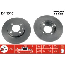 TRW Fren Diski Ön Dolu 4 Delik Vw Golf 1 2 3 Jetta Santana Vento Caddy Toledo Ibiza Cordoba Polo Cls  95-99