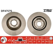 TRW Fren Diski Takım Ön 345 mm 2,0 Tfsi Audı A4  05-08