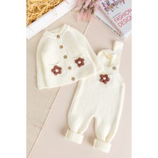 Babymod Yumuşak Dokulu Triko Hırkalı Kız Bebek Örgü Salopet Tulum Set