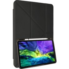 Uray Store Samsung Galaxy P610 Tab S6 Lite 10.4 Kılıf Kalemlikli Mars Tablet Kılıfı - Koyu Gri
