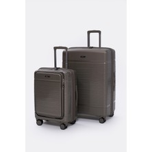Torry Premium Series Pp 2'li Valiz Seti Büyük + Kabin Boy Gri