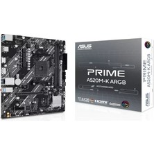 Asus Prime A520M-K Argb Am4 Ddr4 5100(OC)MHZ Matx Gaming (Oyuncu) Anakart