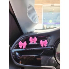 Shhobi Pembe Kurdele Araba Klima Süsü - Pembe Fiyonk Torpido Süsü Torpido Aksesuar Klipsli 3 Adet