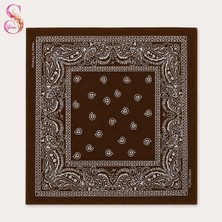 Yshine %100 Pamuk Paisley Desenli 50X50 cm Kadın Bandana Saç ve Boyun Aksesuarı