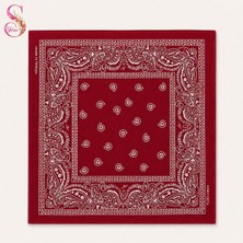 Yshine %100 Pamuk Paisley Desenli 50X50 cm Kadın Bandana Saç ve Boyun Aksesuarı