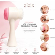 Zizix Cosmetic Çift Taraflı Yüz Temizleme ve Arındırıcı Fırça – Silikon + Yumuşak Kıl Başlık, Derinlemesine Temizlik & Peeling Etkisi