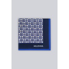 Milleniva Zincir Desenli Mavi Beyaz 70x70 Soft Touch Mat Kare Fular