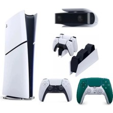 Sony Playstation 5 Slim Dijital 1tb + 2.kol Dualsense Alpine Green + Ps5 Şarj Istasyonu +Ps5 Kamera ( Ithalatçı Garantili )