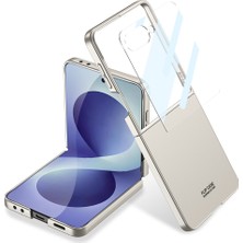 M.TK Moveteck Samsung Galaxy Z Flip 8 Uyumlu Kılıf Extra Arka Ekran Koruyucu'lu Renkli Sert Kıpta Clasic Kapak