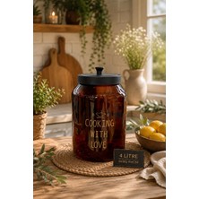 ENYAZA(2024) 4 Litre Amber Cam Saklama Kavanozu Hava Geçirmez Vakum Kapaklı Geniş Hacimli Çok Amaçlı Mutfak Erzak Kavanozu 27X15 cm