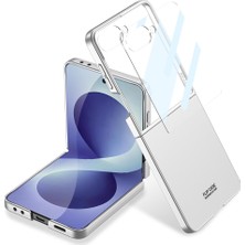 M.TK Moveteck Samsung Galaxy Z Flip 8 Uyumlu Kılıf Extra Arka Ekran Koruyucu'lu Renkli Sert Kıpta Clasic Kapak