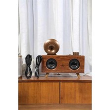 Nacario Mey Ithalat® Bluetooth Hoparlör Ahşap Klasik Retro Gramofon Bluetooth Müzik Kutusu