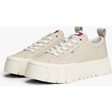 Tommy Jeans Kadın Vulc Flatform Leather Ayakkabı EN0EN03008ABY Bej