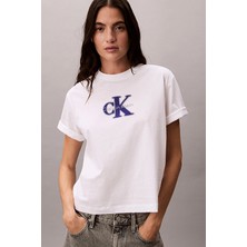 Calvin Klein Jeans Kadın Tişört LV047F800G Beyaz