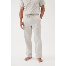 Cottons &amp; Clouds Beli Lastikli Düz Paça Loose Fit Erkek Pamuk Saten Pijama Altı CC9816 Gri