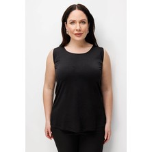 Onfashion Sıfır Yaka Kolsuz Dokuma Kadın Bluz 71310 Siyah