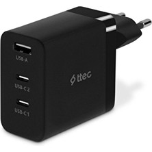 Ttec 2SCG03S Ttec Smartcharger Trio Gan 65W Pd Seyahat Hızlı Şarj Aleti 2 Usb-C+Usb-A-Siyah