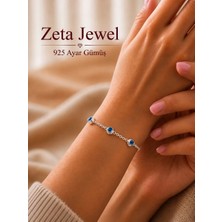 Stil Jewel Zeta Jewel 925 Ayar Gümüş Cam Göz Bileklik | Nazar Boncuklu Zarif Kadın Bileklik Hediye Kutulu