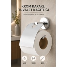 Riya Home Ev & Dekorasyon Krom Geniş Kapaklı Tuvalet Kağıtlığı