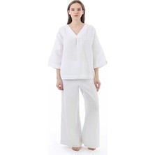 Cottons &amp; Clouds Kadın Pijama Takımı CC7007 Beyaz