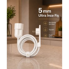 Orvi Prime Yeni Nesil 5 mm Ultra Ince Fişli Tekli Topraklı Uzatma Kablosu 6 Metre – Dar Alanlar Için Tasarlanmıştır