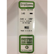 Evergreen 148 1,00*4,80*355 mm Köşeli Çubuk-10 Adet -Beyaz