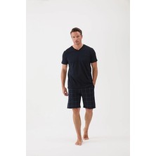 Cottons &amp; Clouds Loose Fit Kısa Kollu Erkek Şort Takımı CC9579 Lacivert