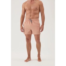 Cottons &amp; Clouds Beli Lastikli Regular Fit Su Itici Ip Bağlamalı Erkek Iki Yan Cep Detaylı Özellikli Gofre Mayo Şort CC0713 Şeftali Tüyü
