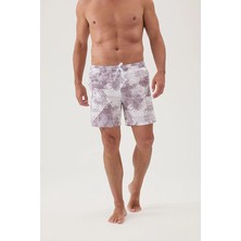 Cottons &amp; Clouds Beli Lastikli Regular Fit Su Itici Ip Bağlamalı Erkek Iki Yan Cep Detaylı Özellikli Mayo Şort CC0701 Desenli
