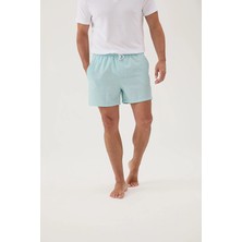 Cottons &amp; Clouds Beli Lastikli Regular Fit Su Itici Ip Bağlamalı Erkek Iki Yan Cep Detaylı Özellikli Gofre Mayo Şort CC0712 Akuamarin