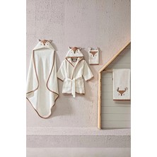 Cottons &amp; Clouds Little Fox Nakışlı Kapüşonlu Bebek Bornozu 0 / 1 Yaş