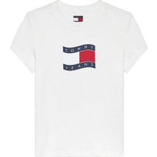 Tommy Jeans Kadın Tişört DW0DW22781 Beyaz