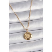 Valeo 316L Çelik Gold Renk Zincir Gold Altın Model Kadın Kolye 5886 - 4683-9154