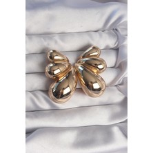 Valeo Pirinç Gold Renk Iri Bombeli Kelebek Küpe 5886 - 3276-9337