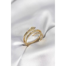 Valeo Yılan Model Gold Renk Zirkon Taşlı Kadın Yüzük 5886 - 7202-1651