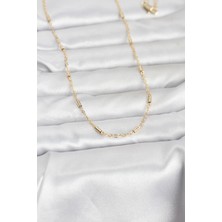 Valeo cm 14K Gold Renk Bar Zincir Model 60 cm Kadın Kolye 5886 - 2724-8289