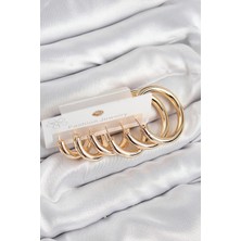 Valeo Pirinç Halka Model Gold Renk Kadın Set Küpe 5886 - 4790-2301