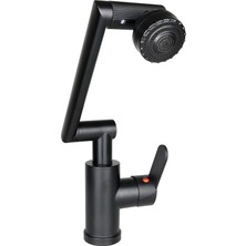 Tios Shop Krm Siyah - 1080 Derece Dönebilen Çok Fonksiyonlu Musluk Batarya KTX-3307 (5047) Krm