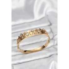Valeo 316L Çelik Gold Renk Minimal Yoncalı Kadın Kelepçe Bileklik 5886 - 8726-1524