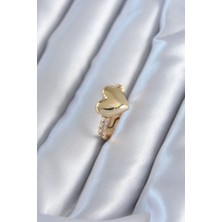 Valeo Gold Renk Pirinç Zirkon Taşlı Kalp Model Kadın Yüzük 5886 - 3124-7272